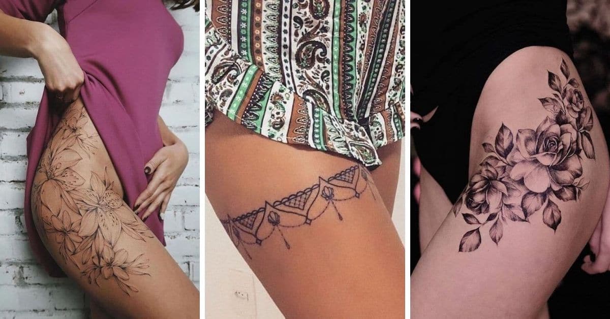 tatuagem feminina na coxa