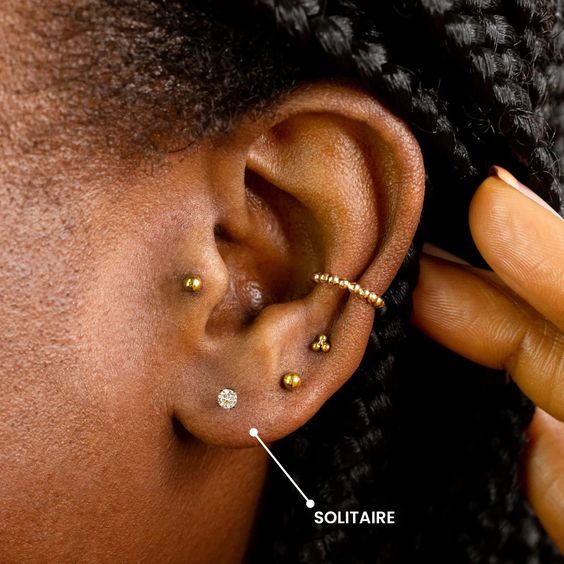 Lóbulo piercing (Pinterest) Piercing na orelha