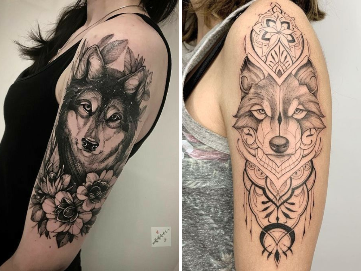 Tatuagem feminina de lobo (Pinterest)