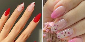 unhas de gel com decoração delicada