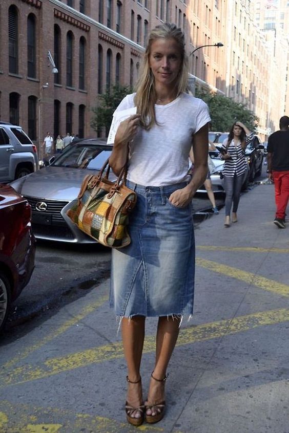 Saia Midi Jeans 50 + (Pinterest)