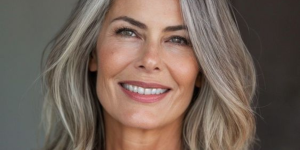 Cortes de cabelo médio grisalho para mulheres de 50 anos