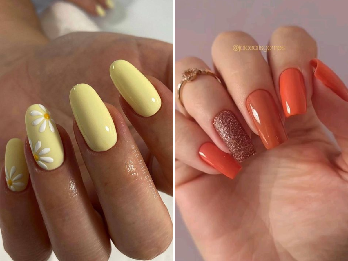 Unhas de verão com cores ensolaradas (Pinterest)