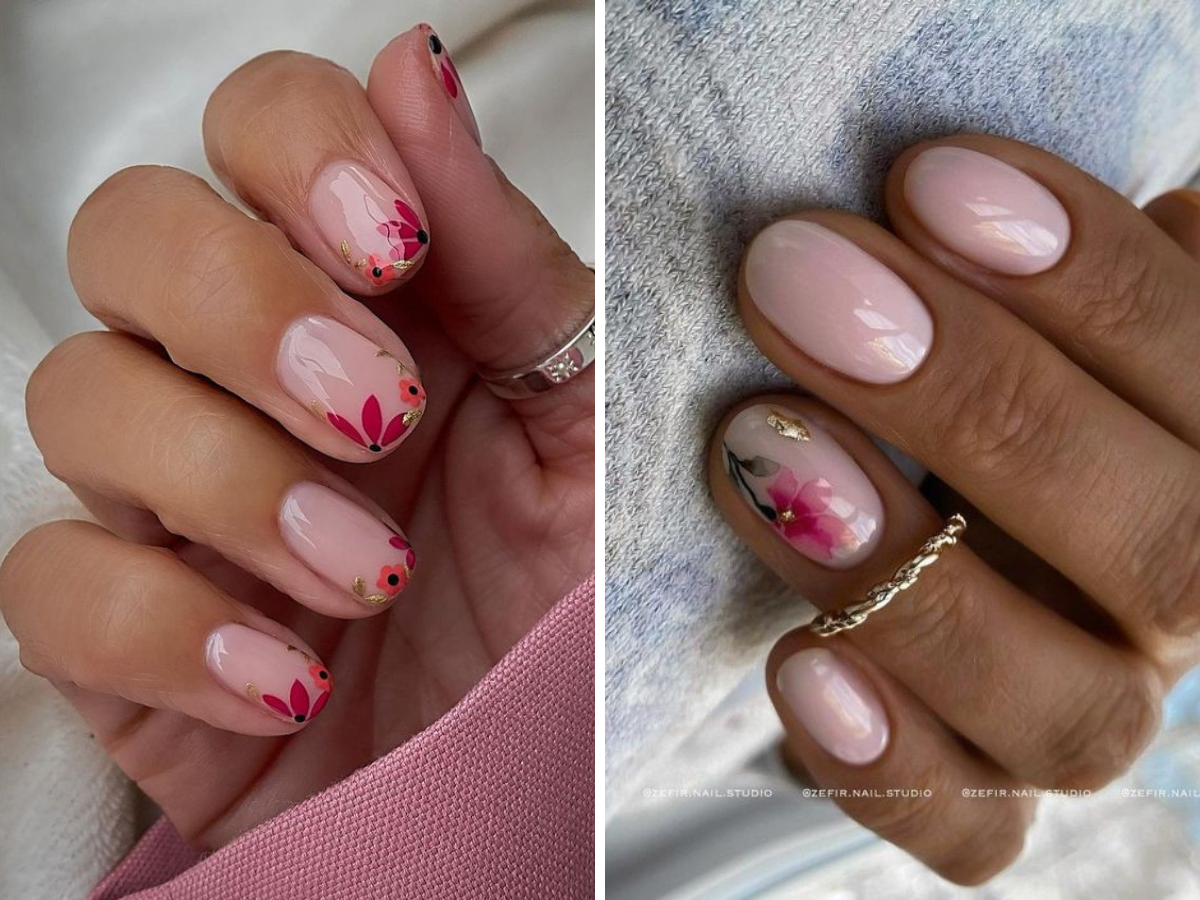 Unhas decoradas com flores