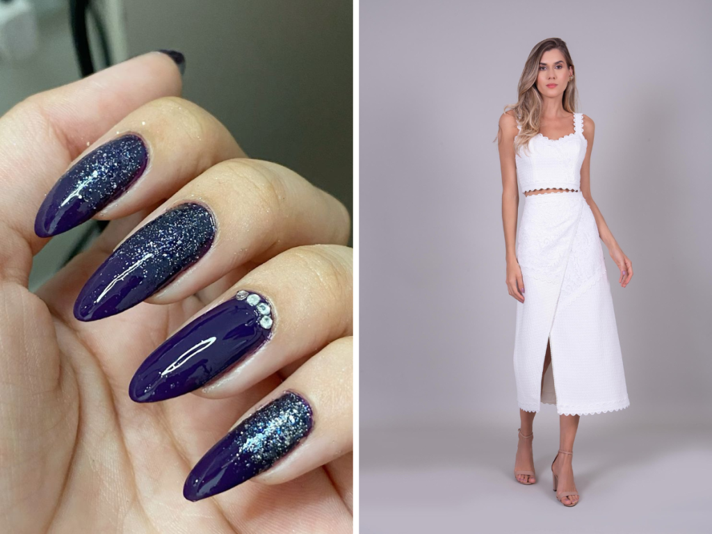 Azul Marinho com roupa branca esmalte usar com roupa branca