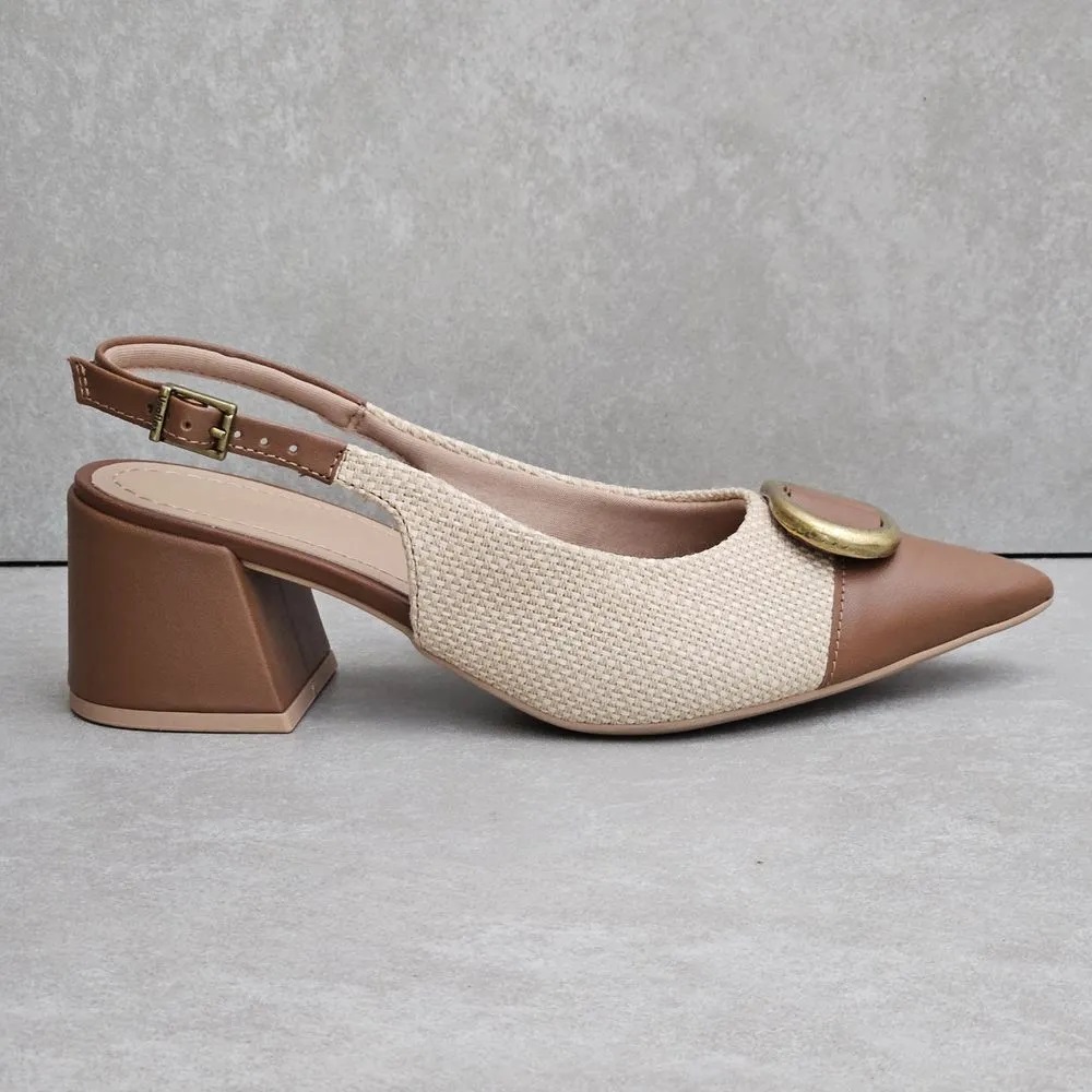 sapato slingback salto bloco