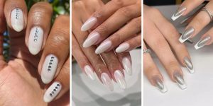 unhas branco e prata tendências